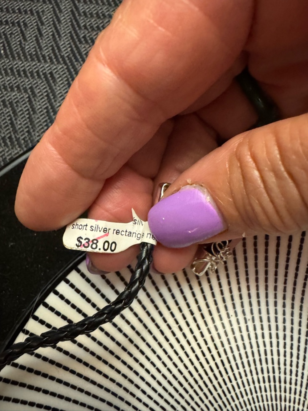 Braided Black Leather Necklace with Silver Accents